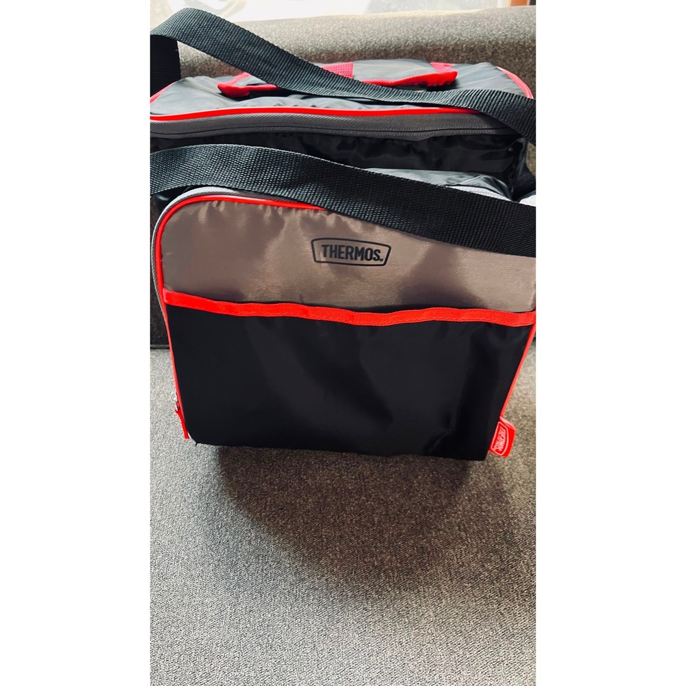 Thermos Insulated Lunch Bag Black Red Gray Soft Cooler Tote